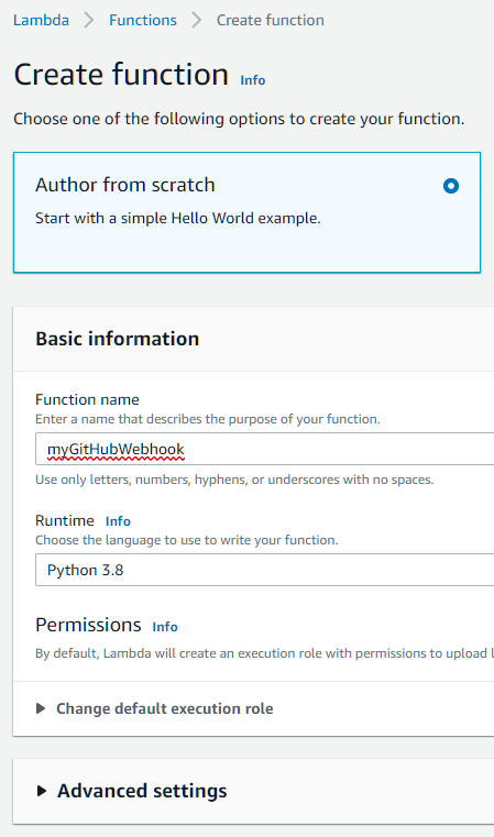 Create new Lambda function