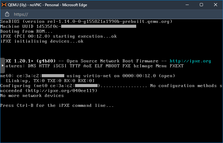 iPXE boot screen
