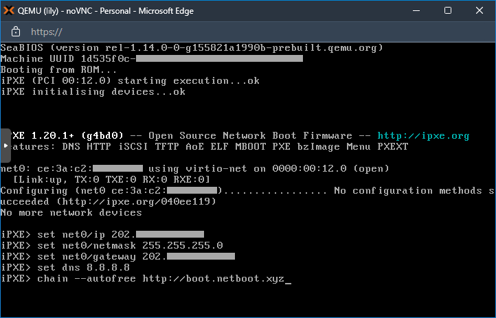 iPXE configure IP address