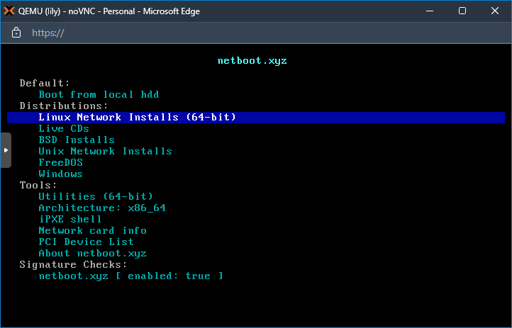 Loaded Netboot.xyz from iPXE