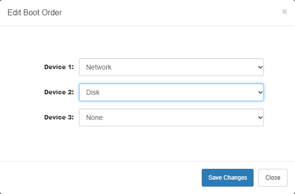 Set boot order of VPS