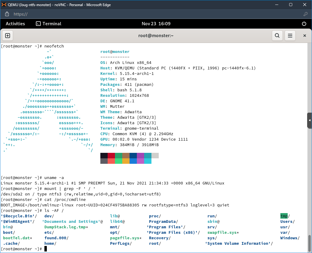System information in Arch Linux