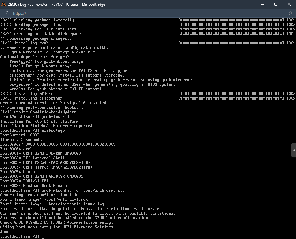 Install GRUB for Arch Linux