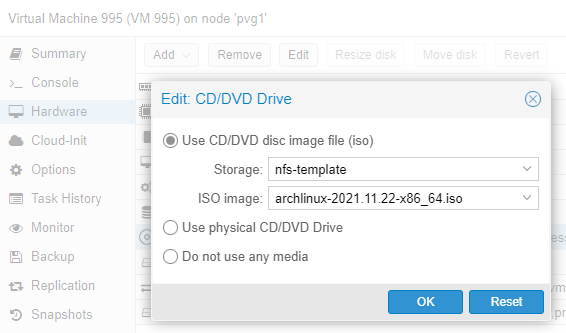 CD/DVD image selection