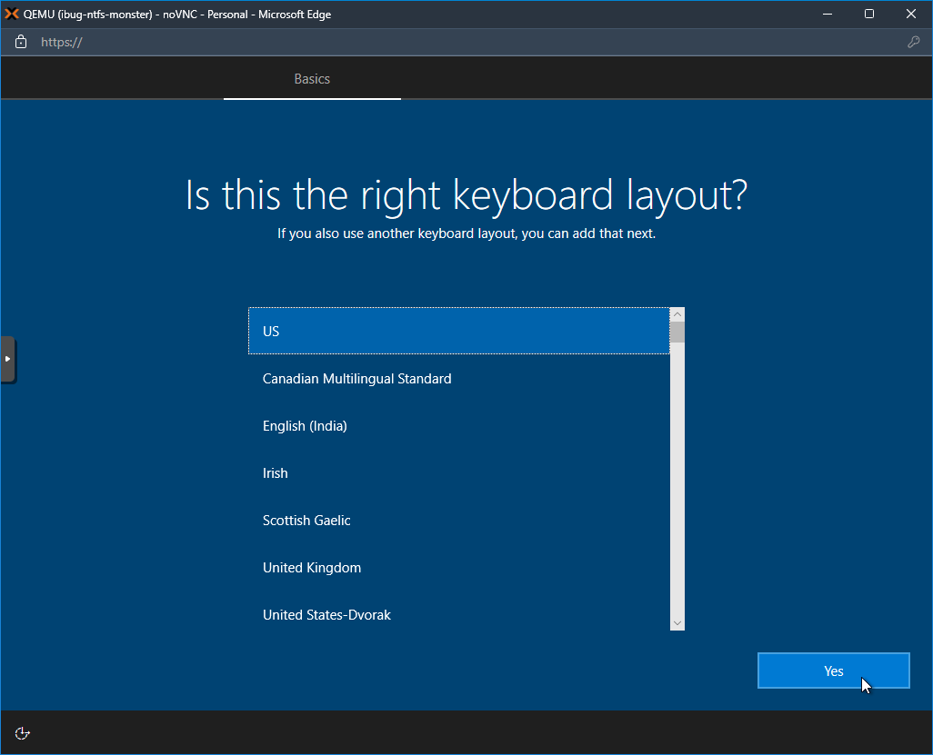 Windows 10 OOBE screen