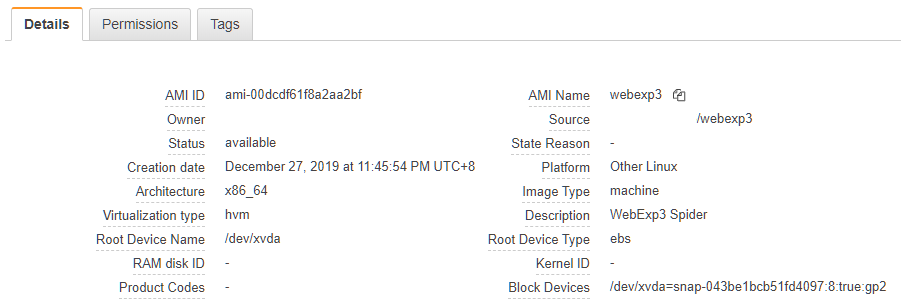AMI registered from the above snapshot