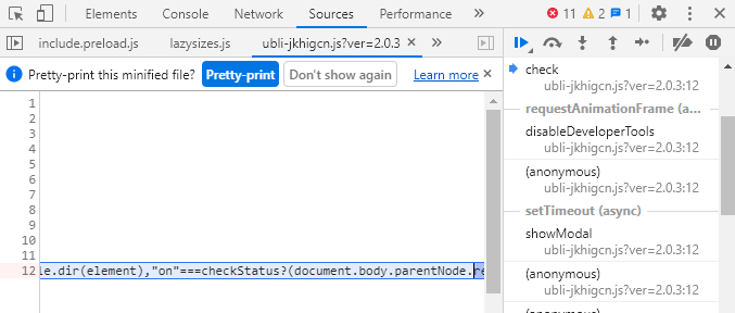 offending script found